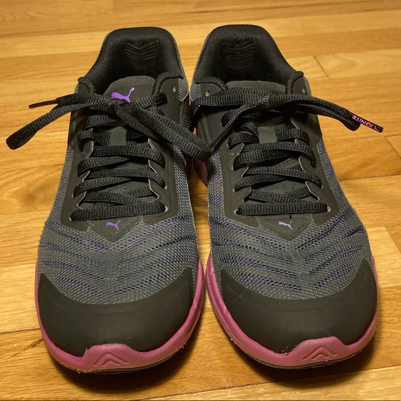 Puma Ignite Black and Purple Running Shoes - Picture 3 of 9